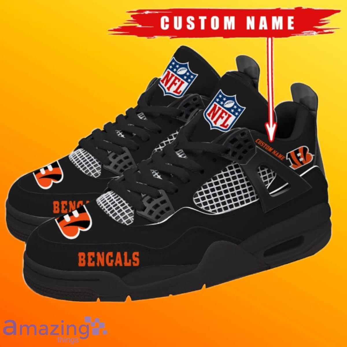 Cincinnati Bengals Fans Custom Name Air Jordan 13 Sneaker Shoes