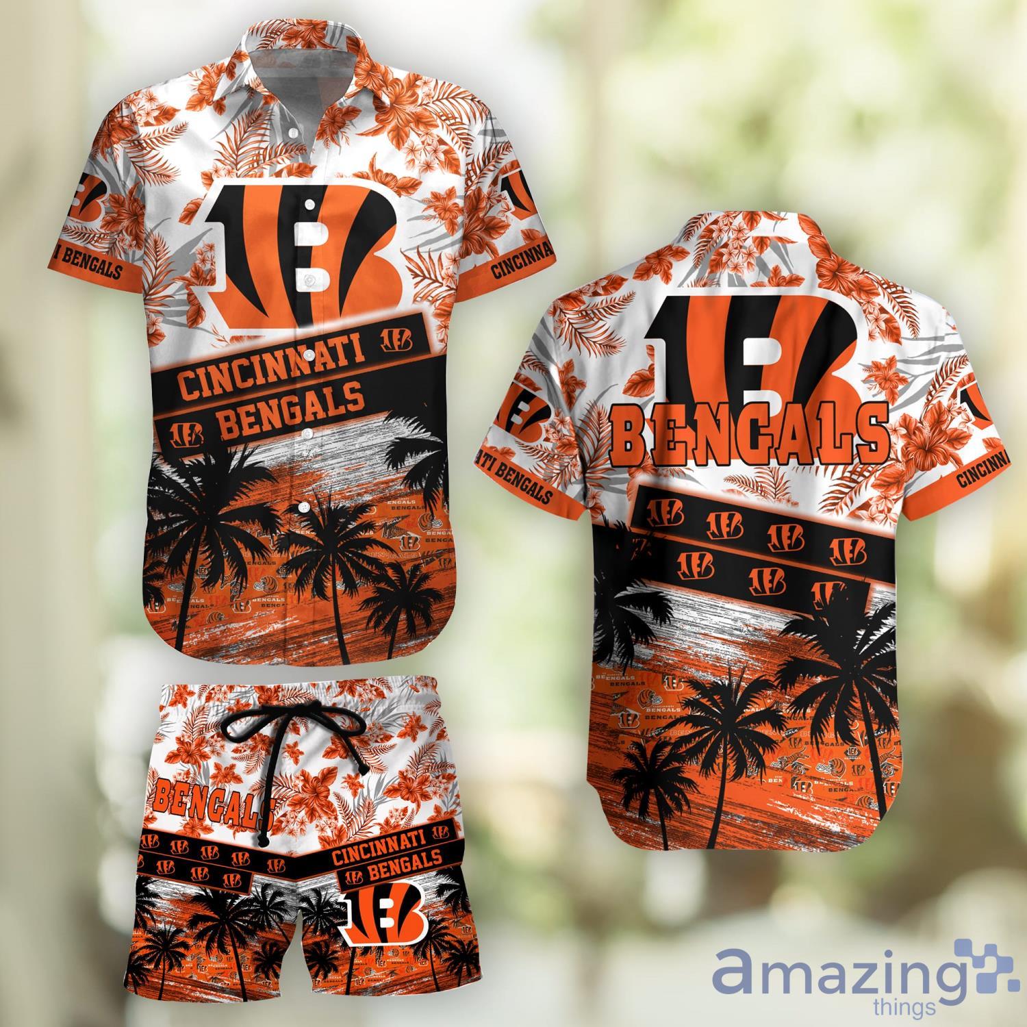 Cincinnati Bengals Tropical Hibiscus Coconut Pattern Hawaiian Shirt And  Shorts Summer Gift