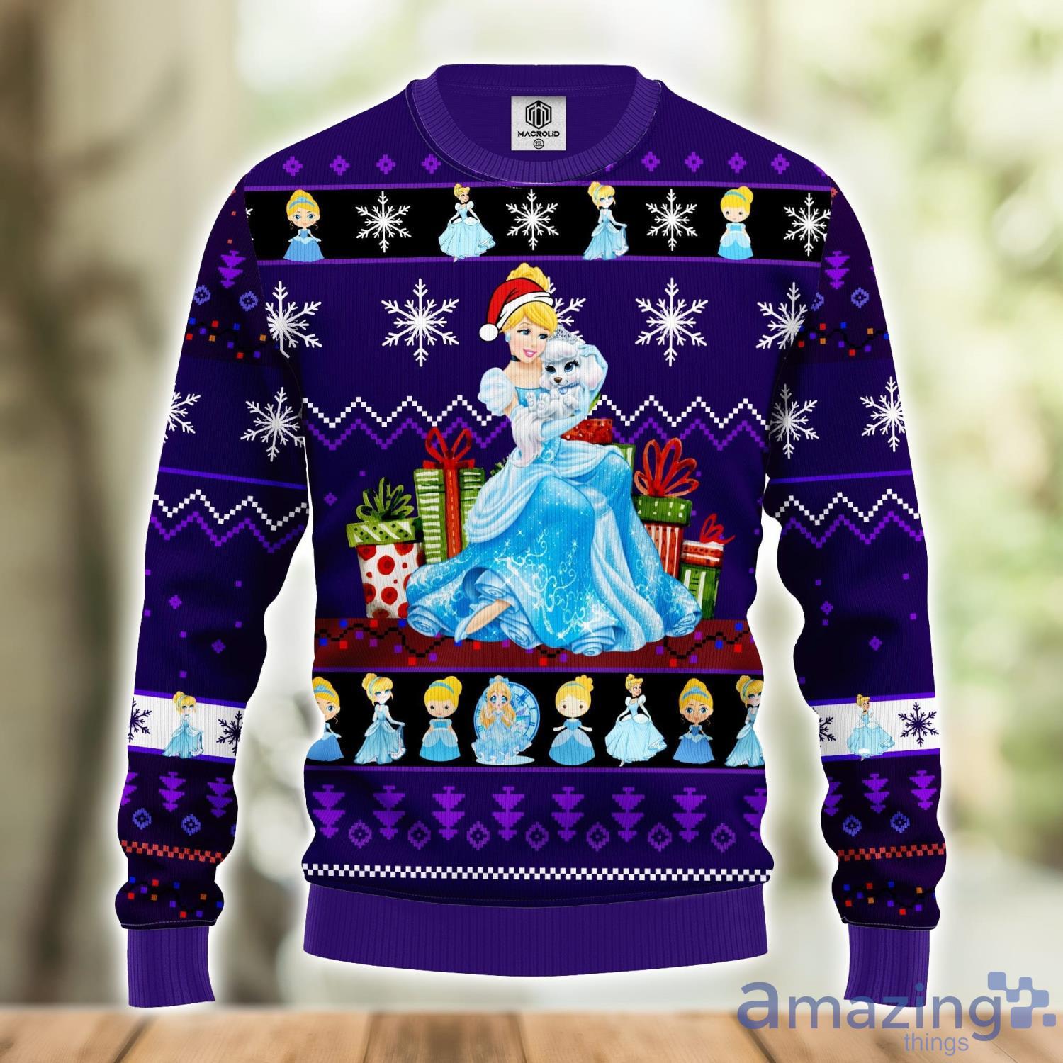 Cinderella Ugly Christmas Sweater Purple Amazing Gift Men And Women Christmas Gift Product Photo 1 Cinderella Ugly Christmas Sweater Purple Amazing Gift Men And Women Christmas Gift Product Photo 1