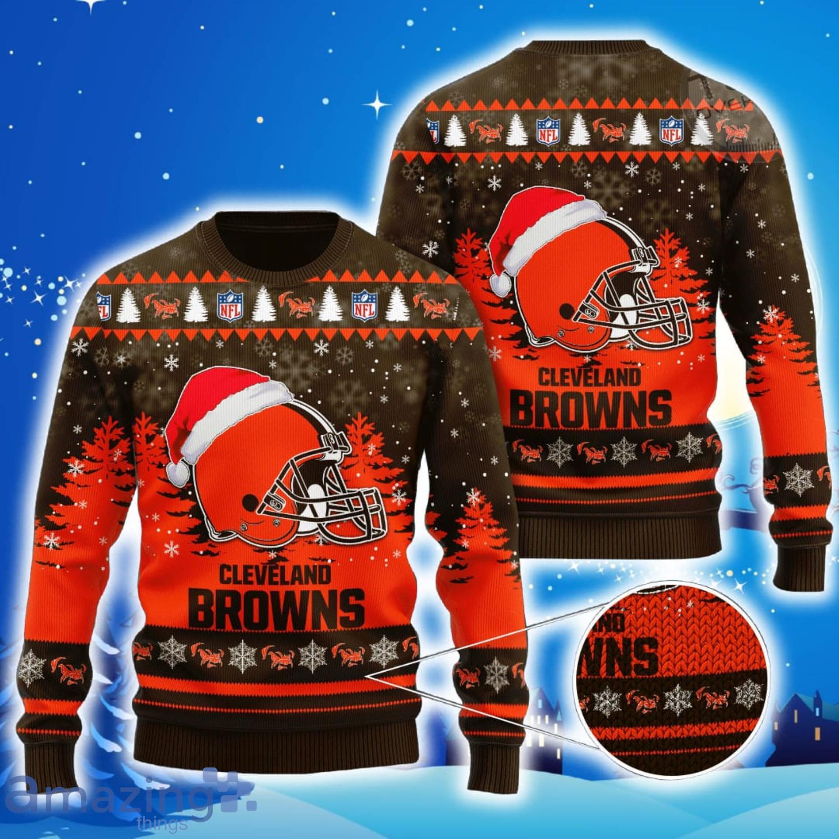 Cleveland Browns All Over Print Christmas Knitting Ugly Sweater Product Photo 1