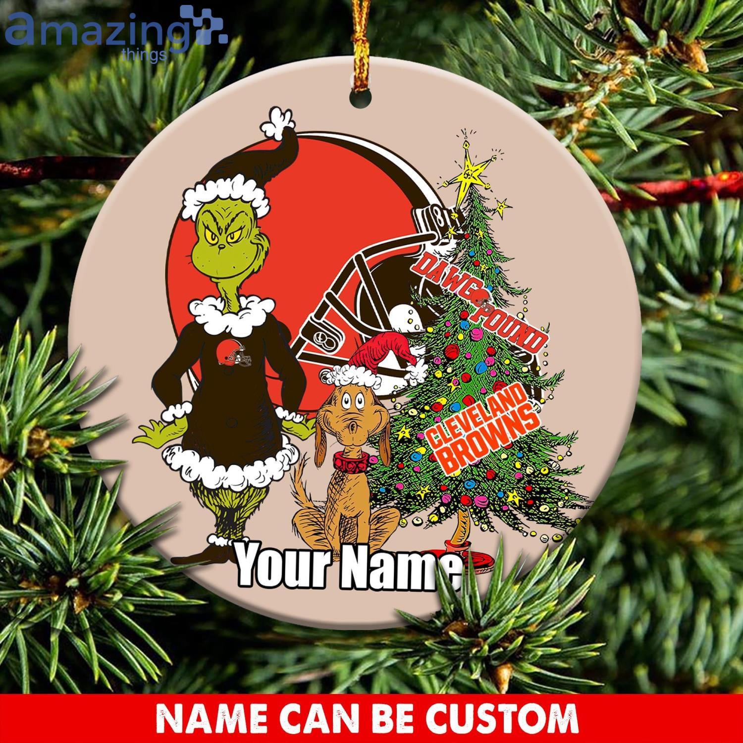 Cleveland Browns Logo NFL Ugly Grinch Christmas Ornament Custom Name