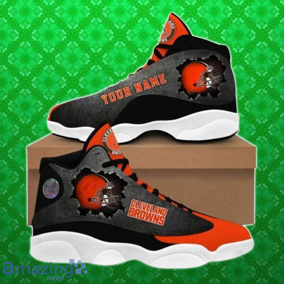 NFL Cleveland Browns Custom Name Air Jordan 13 Shoes V3
