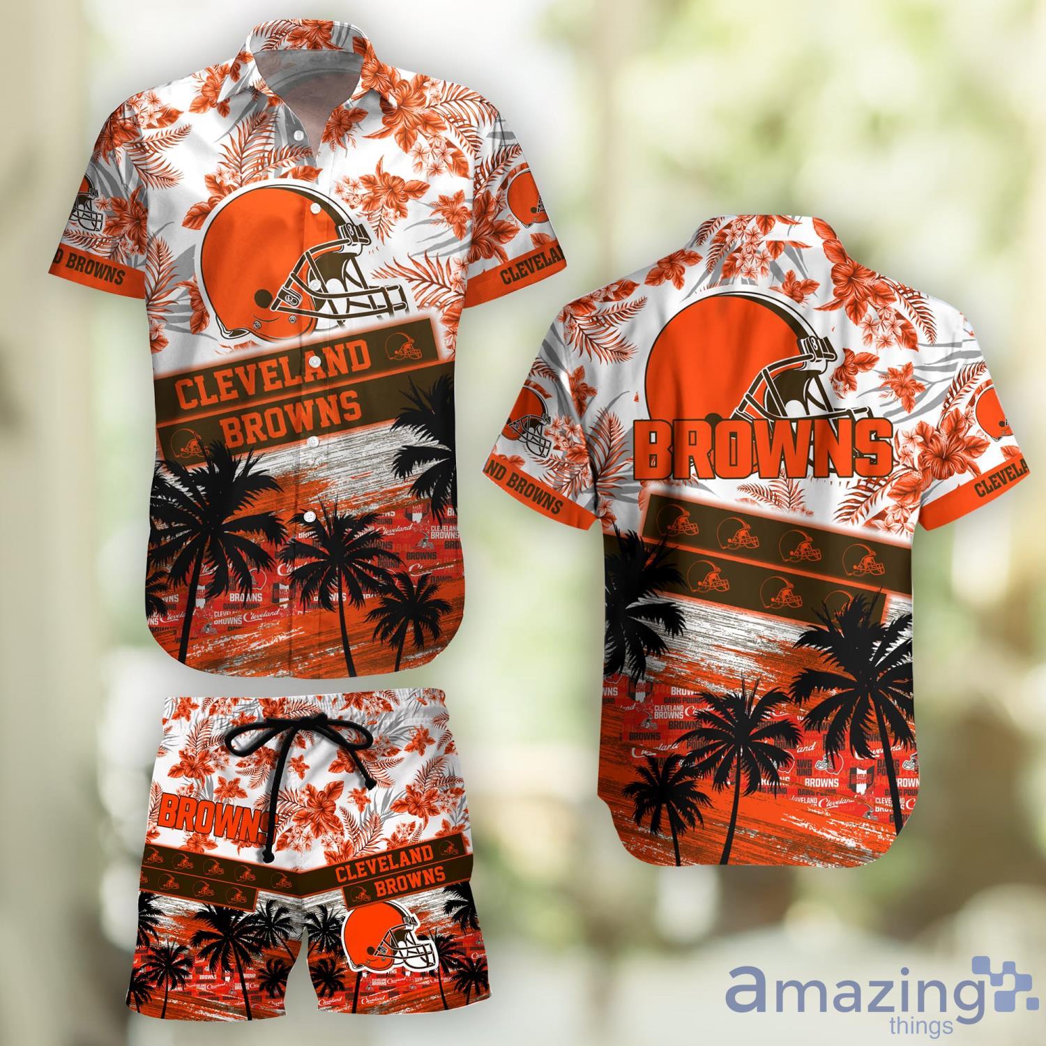 Cleveland Browns Flowery Brown Hawaiian Shirt And Short - Tagotee