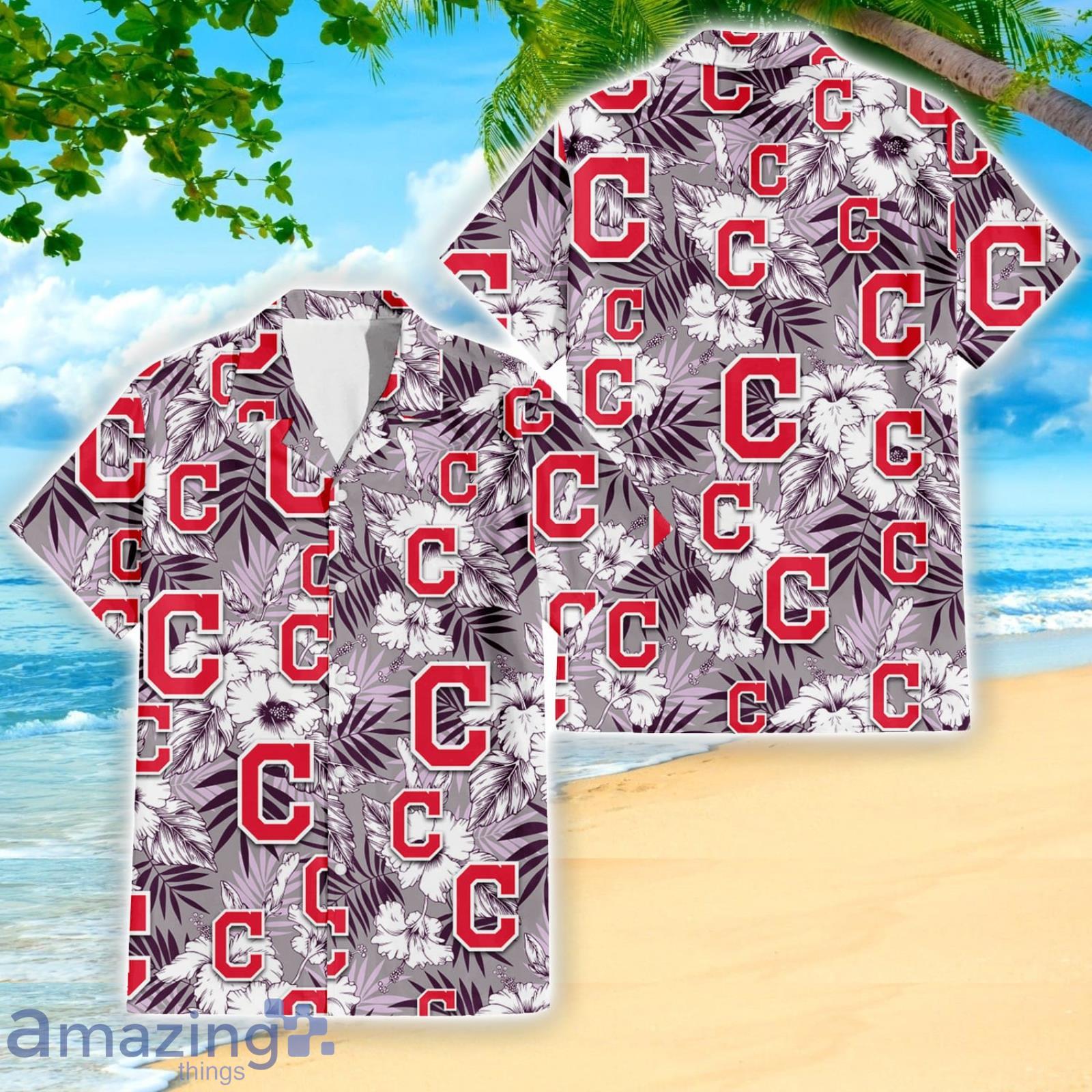Cleveland Indians Hibiscus Lover Violet Leaves Light 3D Hawaiian Shirt Summer Gift Product Photo 1