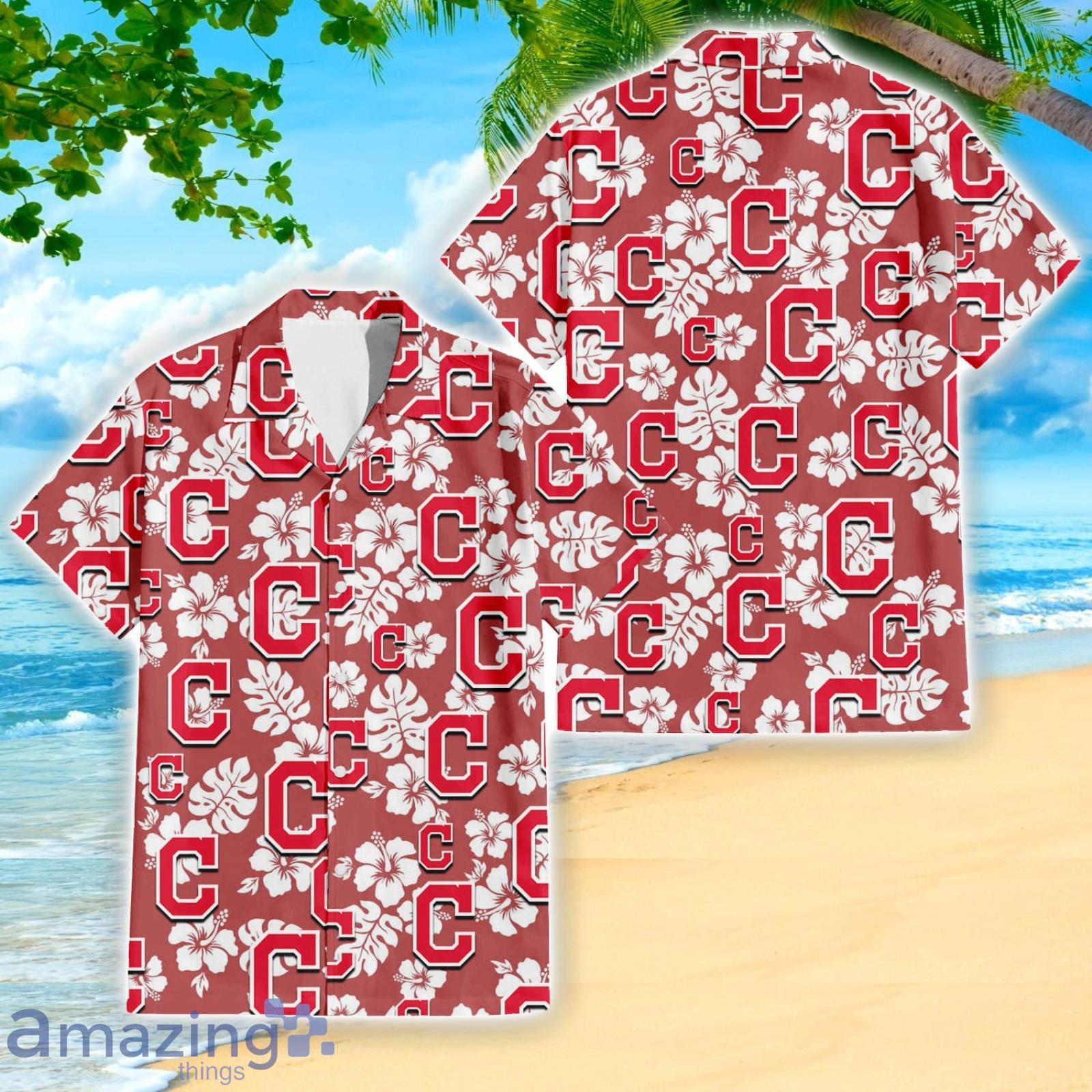 Cleveland Indians Sport Fans Hibiscus All Over Print 3D Hawaiian Shirt Product Photo 1