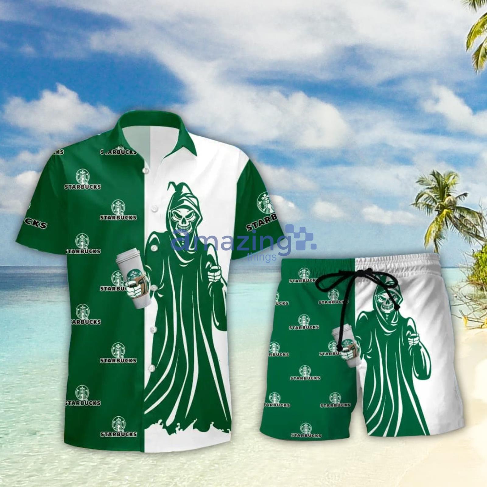 Coffee Death Halloween Men And Women Hawaiian Shirt And Shorts Halloween Gift Product Photo 1