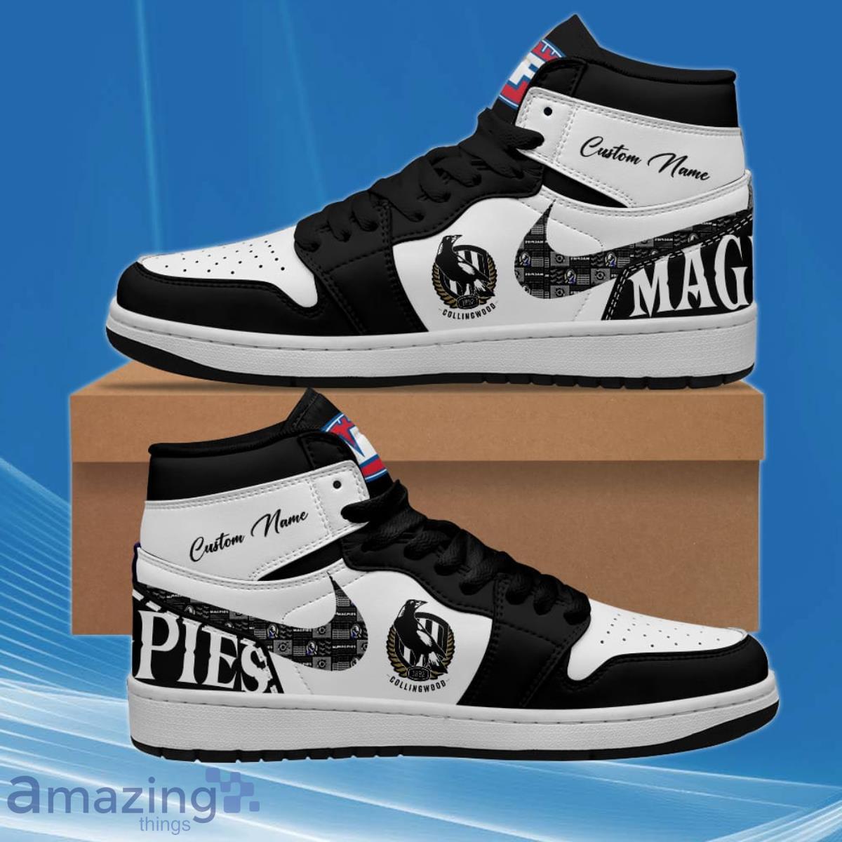 Collingwood Magpies AFL Air Jordan Hightop Custom Name Product Photo 1