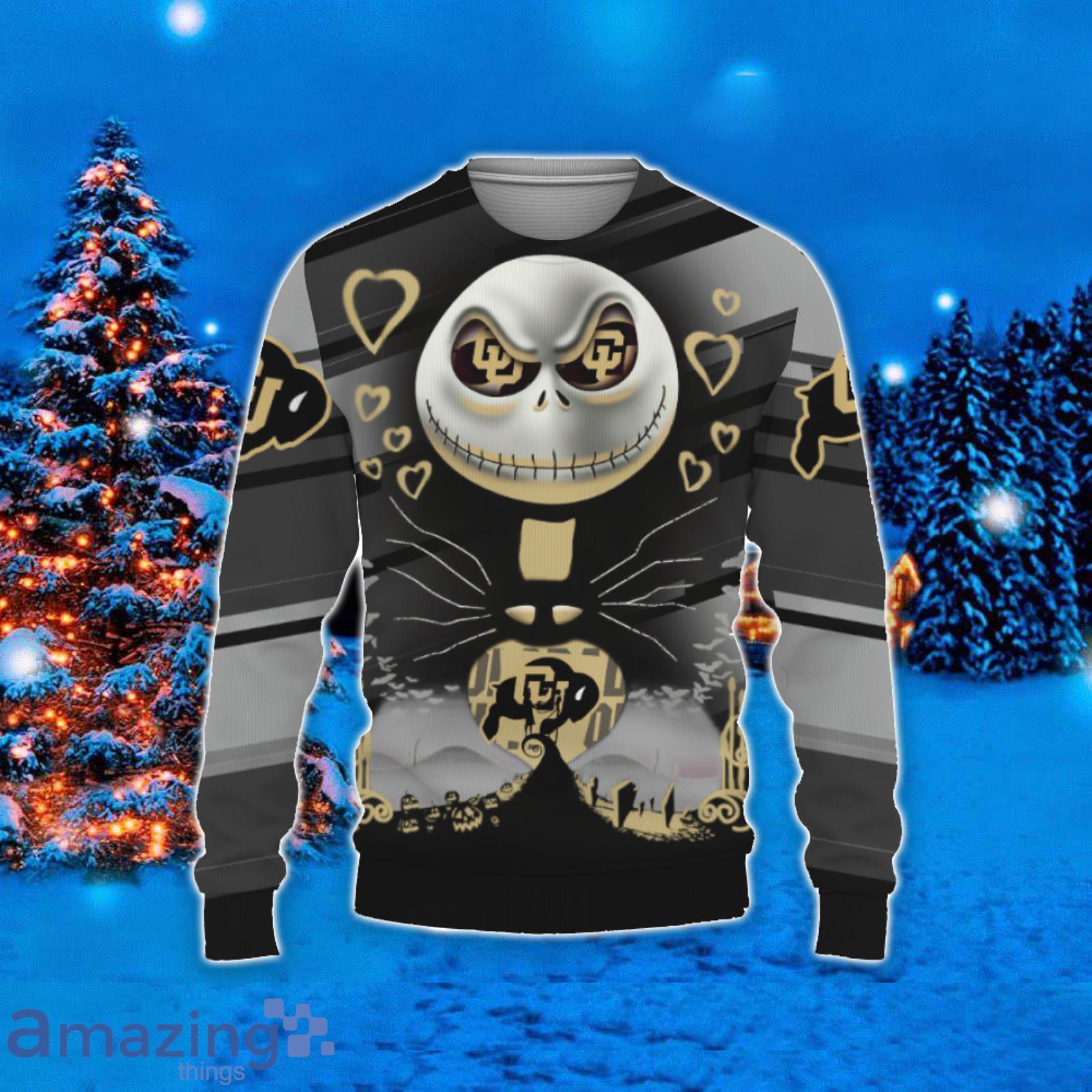 Colorado Buffaloes Jack Skellington 2023 Ugly Christmas Sweater image Colorado Buffaloes Jack Skellington 2023 Ugly Christmas Sweater Product Photo 2