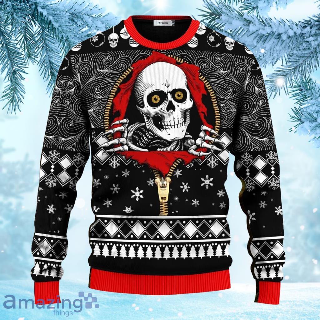 Cool Skull Inside Zip Shirt Skull Ugly Christmas Sweater 3D Idea Gift For Men And Women Product Photo 1