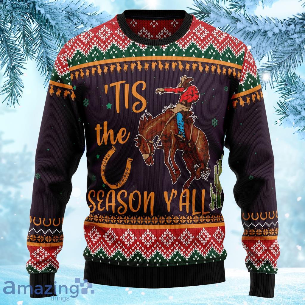 Cowboy Season Ugly Christmas Sweater 3D Unisex Crewneck Product Photo 1