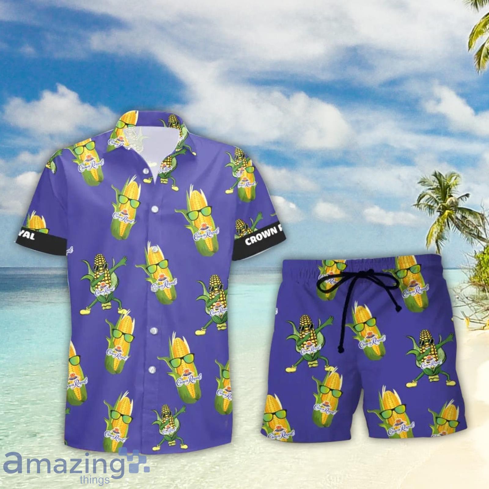 Crown Royal Funy Corn Aloha Hawaiian Shirt And Shorts Summer Gift Product Photo 1