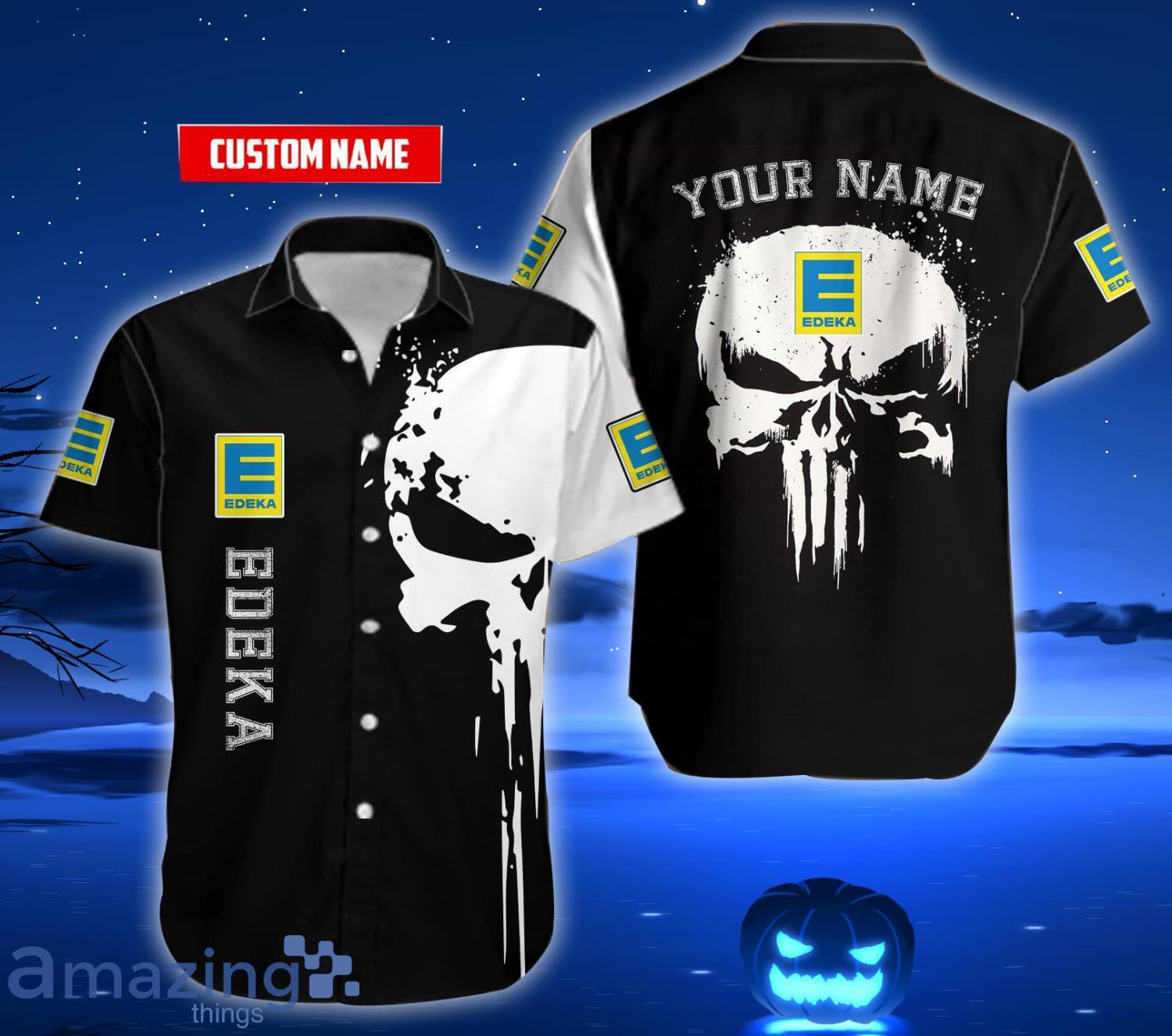Custom Name Edeka Skull Black Hawaiian Shirt Product Photo 1
