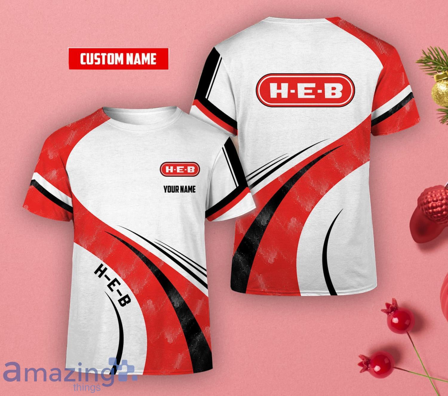 Custom Name H-E-B Lover Red White 3D T-Shirt For Men And Women