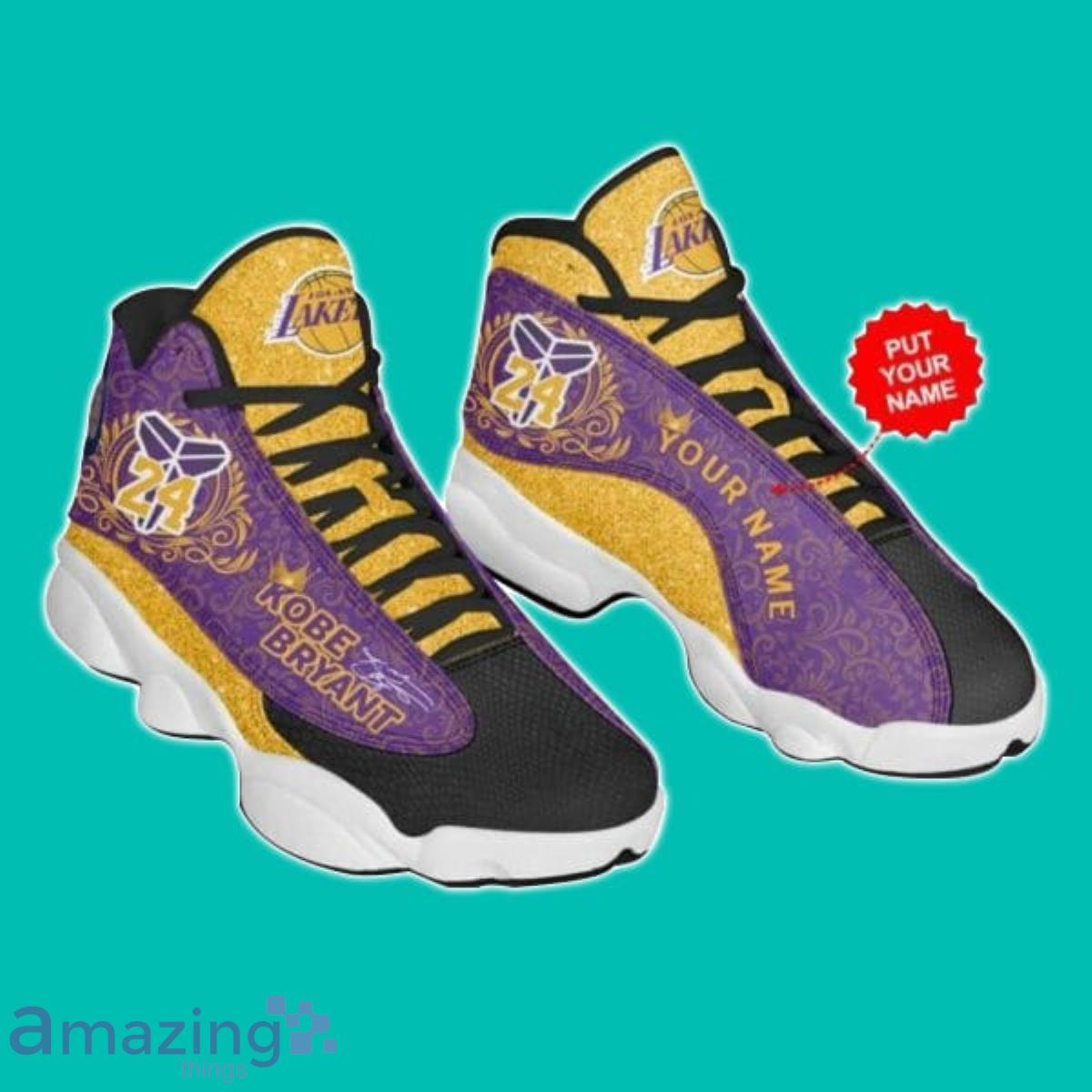 Custom Name Kobe Bryant Los Angeles Lakers Big Logo 24 For Lover Air Jordan 13 Sneakers Men And Women Product Photo 1