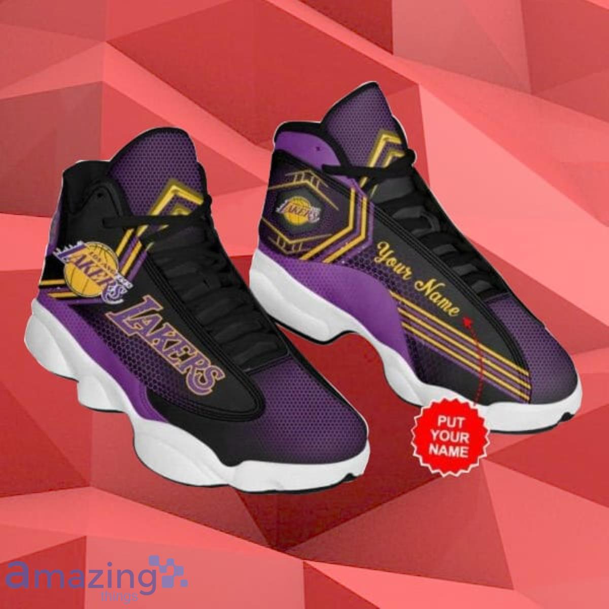 Custom name Kobe Bryant Los Angeles Lakers Football NBA Big Logo Air Jordan 13 Best Gift Product Photo 1