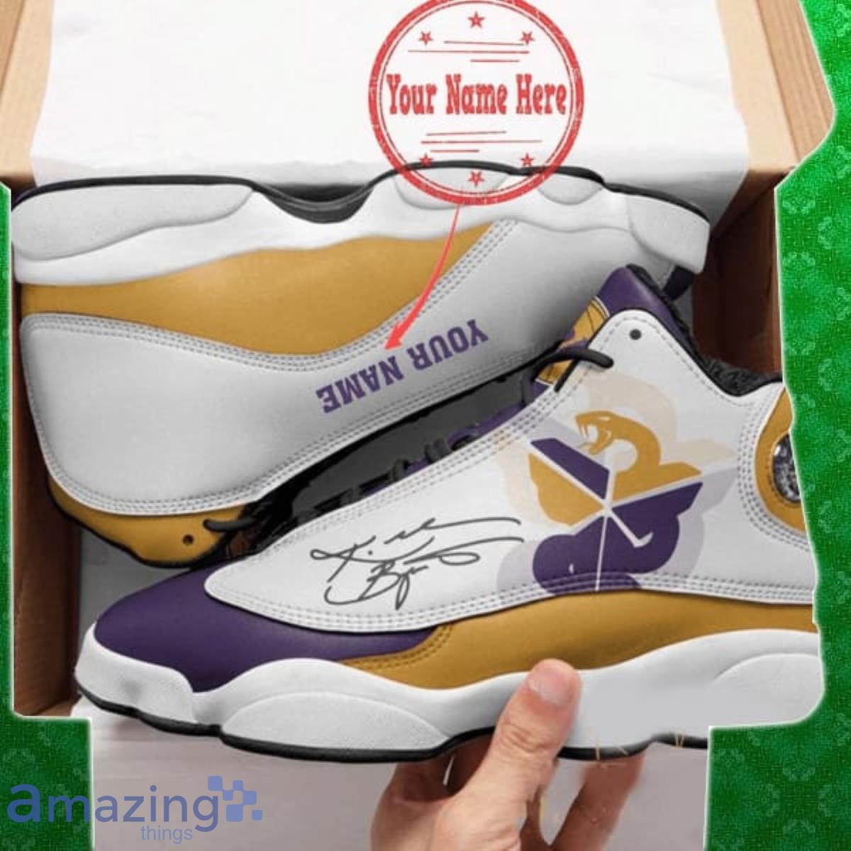 Custom name Kobe Bryant Los Angeles Lakers NBA Team Big Logo Sneake Air Jordan 13 Best Gift Product Photo 1