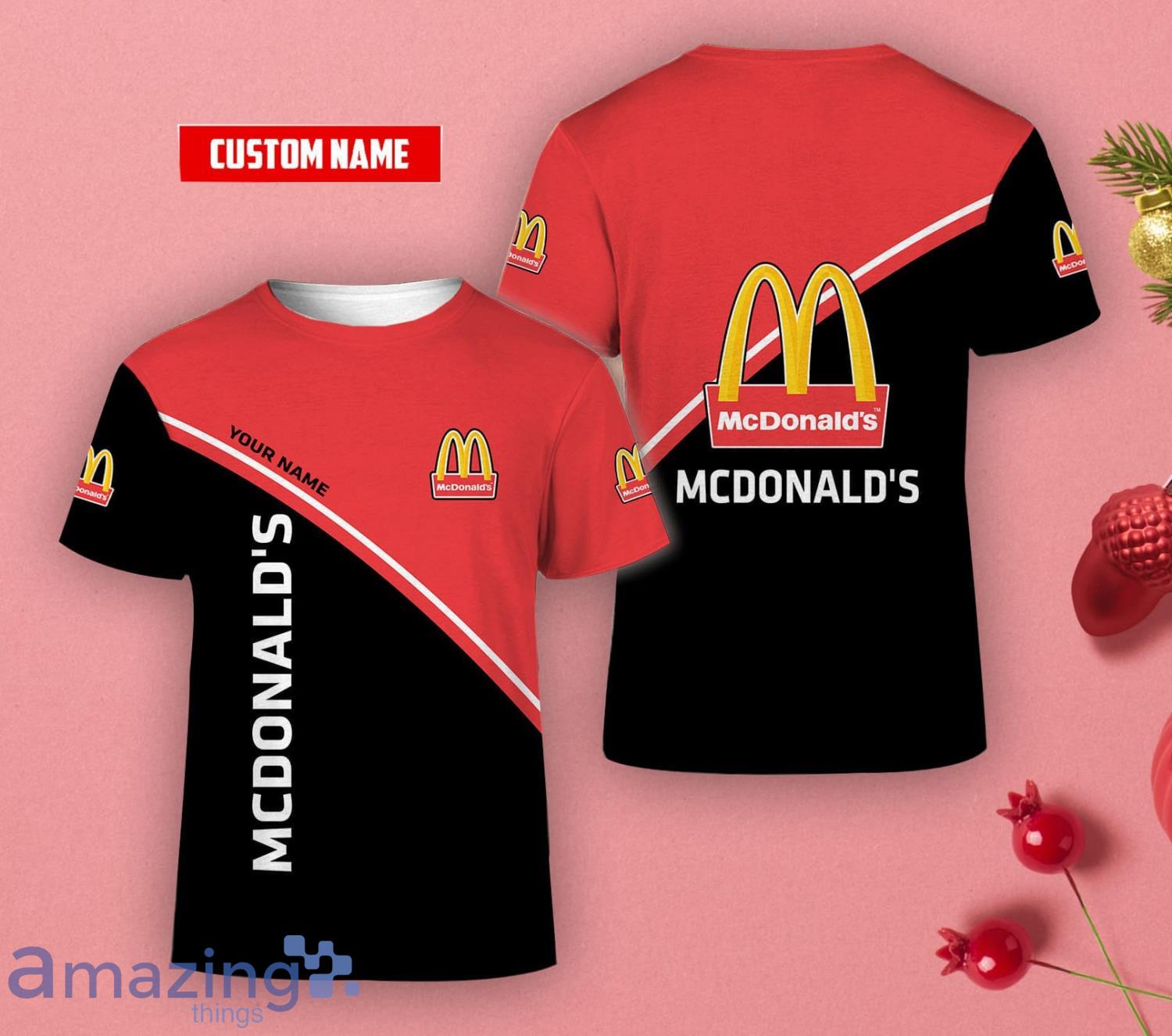 Custom Name Mcdonald's Lover Red Black 3D T-Shirt For Men And Women Product Photo 1