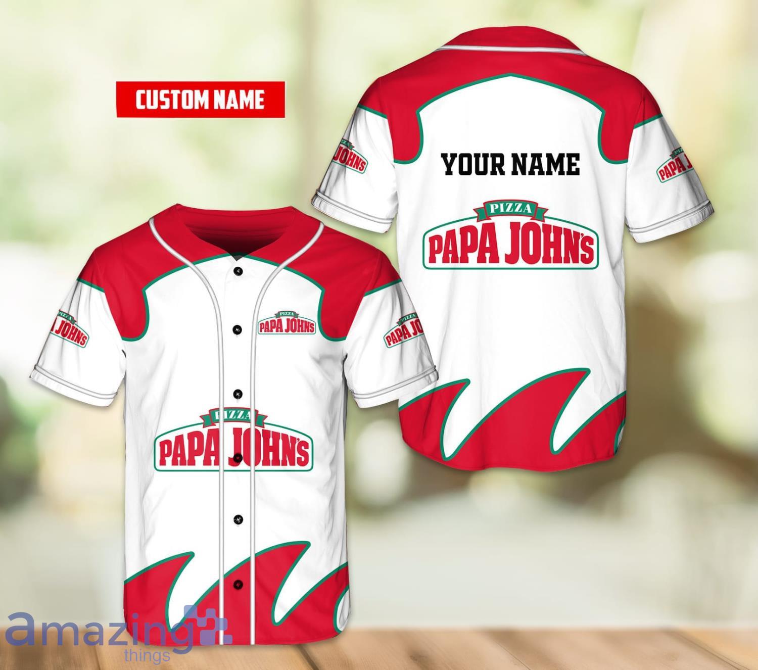 Papa John's Pizza Logo Grey And Red Baseball Jersey Shirt Gift For Men And  Women