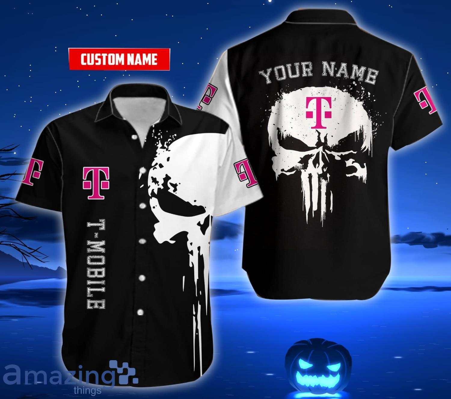 Custom Name T-Mobile Skull Black Hawaiian Shirt Product Photo 1