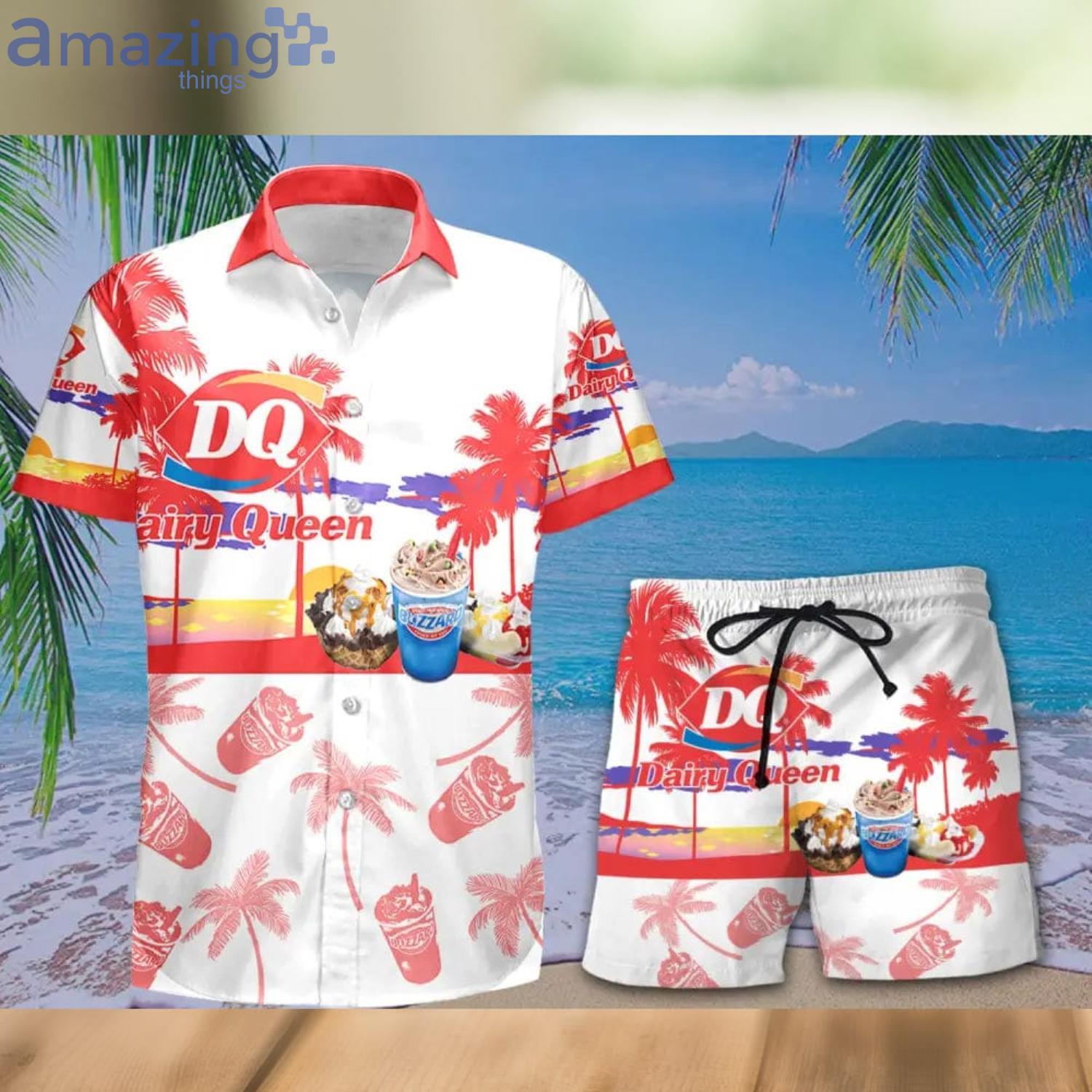Dairy Queen Tropical Palm Tree Hawaiian Shirt And Shorts For Beach Lovers Product Photo 1 Dairy Queen Tropical Palm Tree Hawaiian Shirt And Shorts For Beach Lovers Product Photo 1