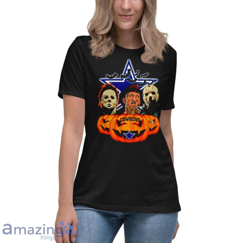 Halloween horror characters dallas cowboys logo pumpkins shirt