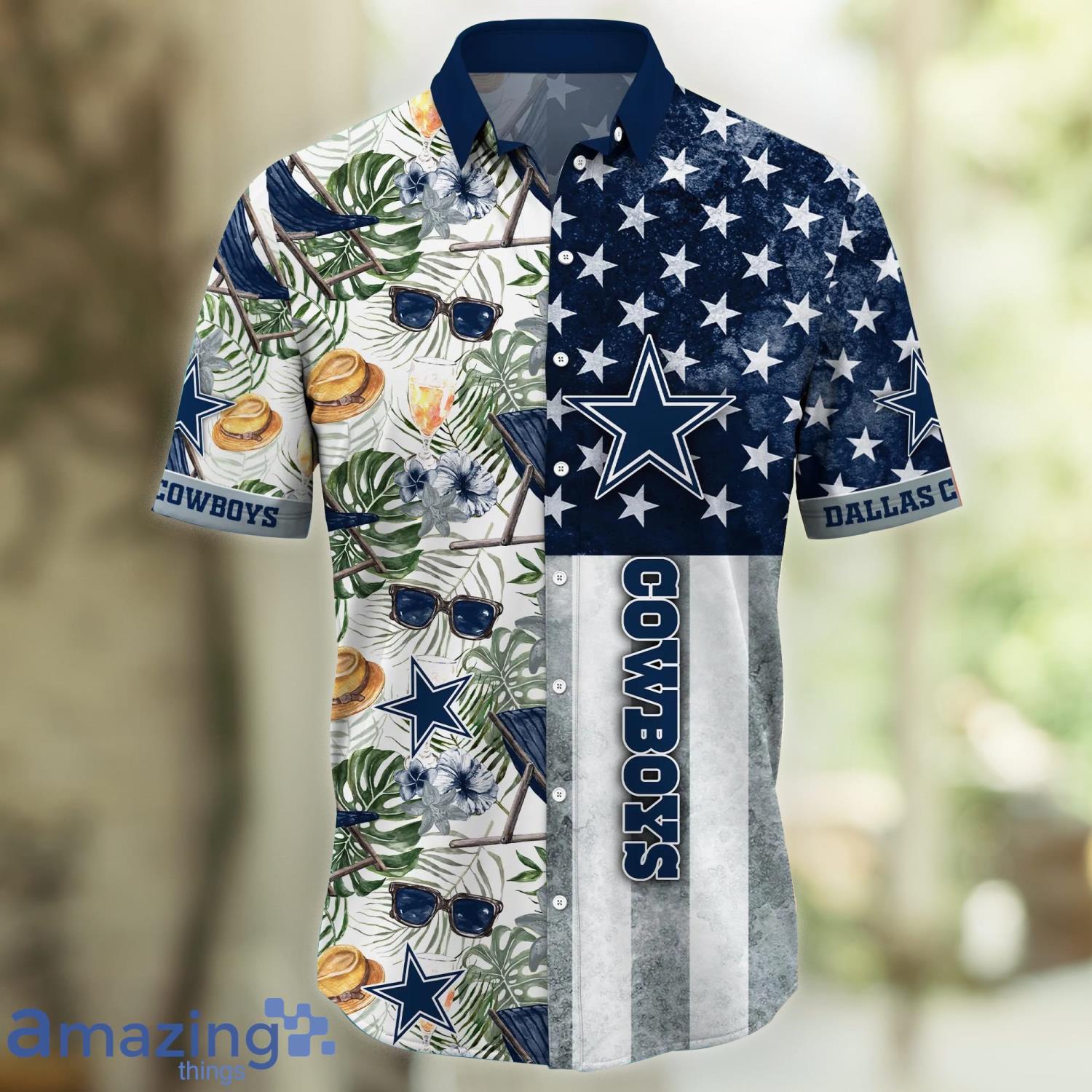 Nfl Dallas Cowboys American Flag Flower Trendy Hawaiian Shirt Aloha Shirt -  Trendy Aloha