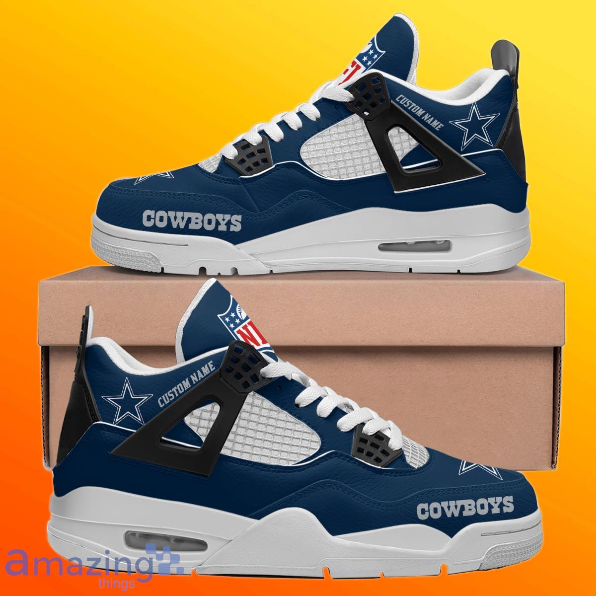 Dallas Cowboys Glitter Air Jordan 4 Custom Name Shoes