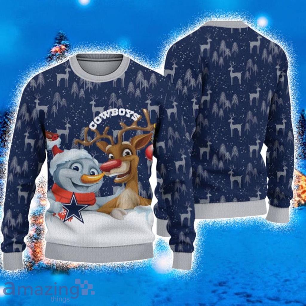 Dallas Cowboys Christmas Cool Reindeer 3D Ugly Christmas Sweater