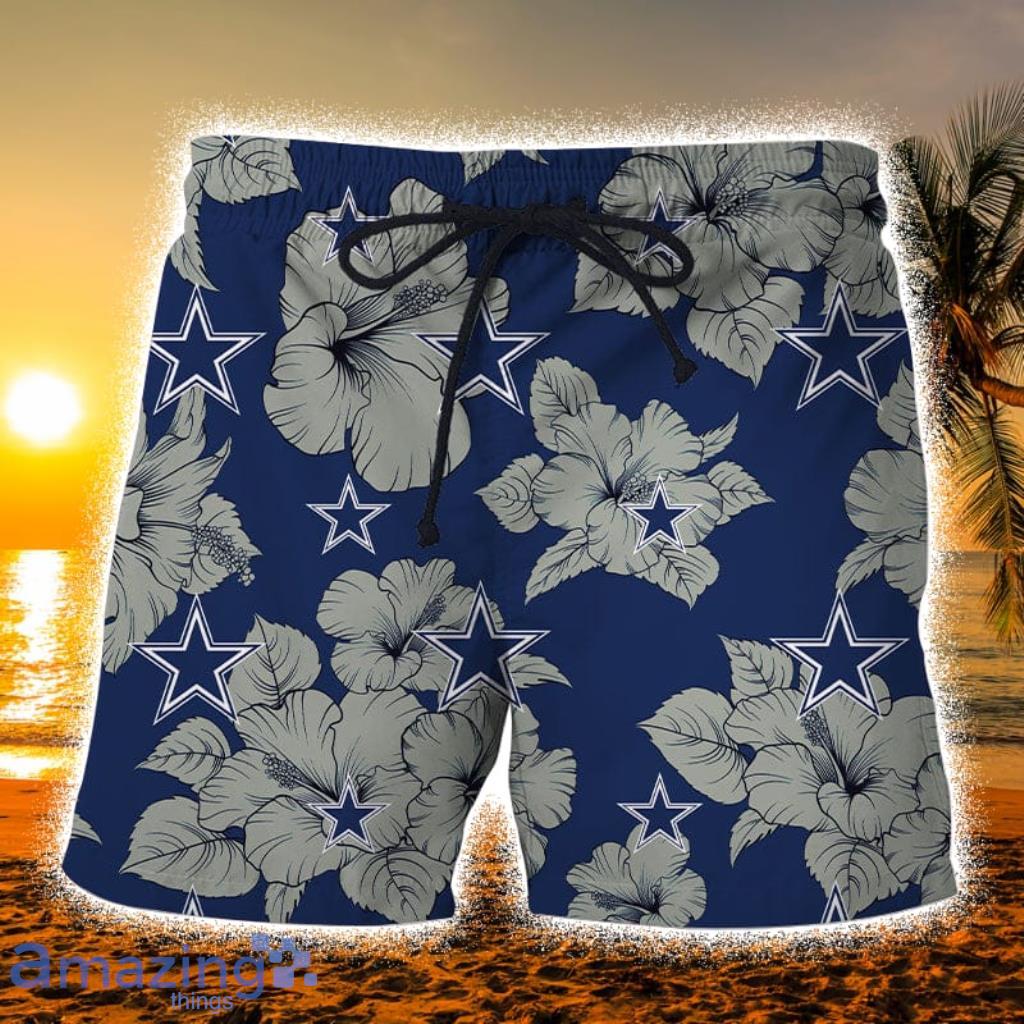 Dallas Cowboys Tropical Floral Blue Hawaiian Shorts Gift For Fans Product Photo 1