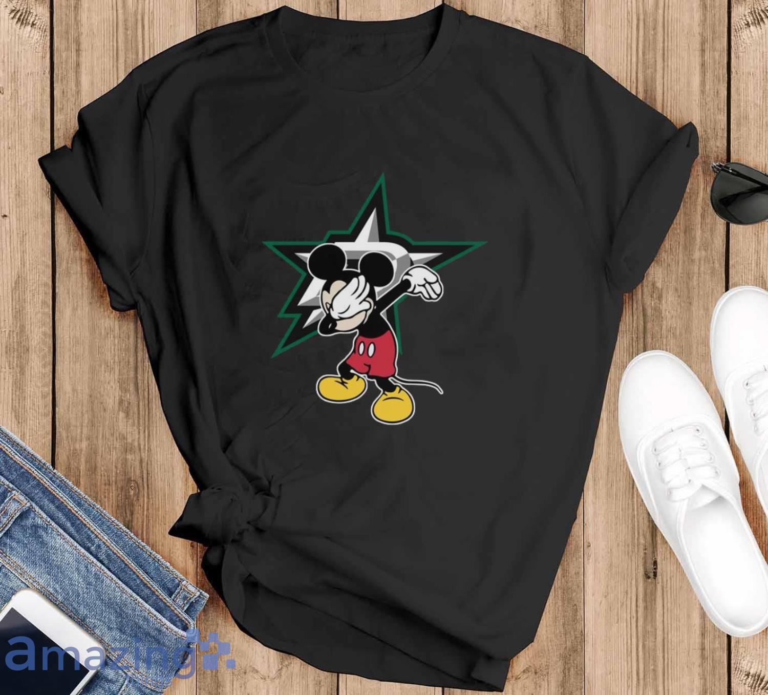 Dallas Stars NHL Hockey Dabbing Mickey Disney Sports T Shirt For Men And Women - Black T-Shirt