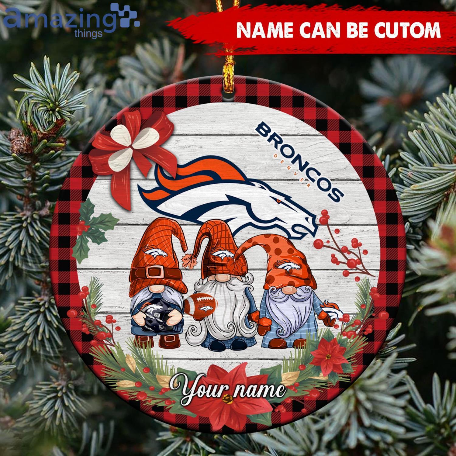 Denver Broncos NFL Cute Gnome Christmas Ornament Custom Name
