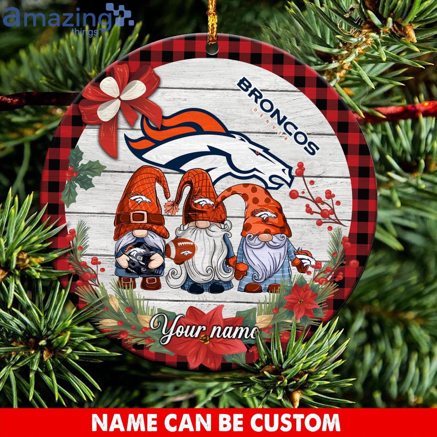 Denver Broncos NFL Cute Gnome Christmas Ornament Custom Name