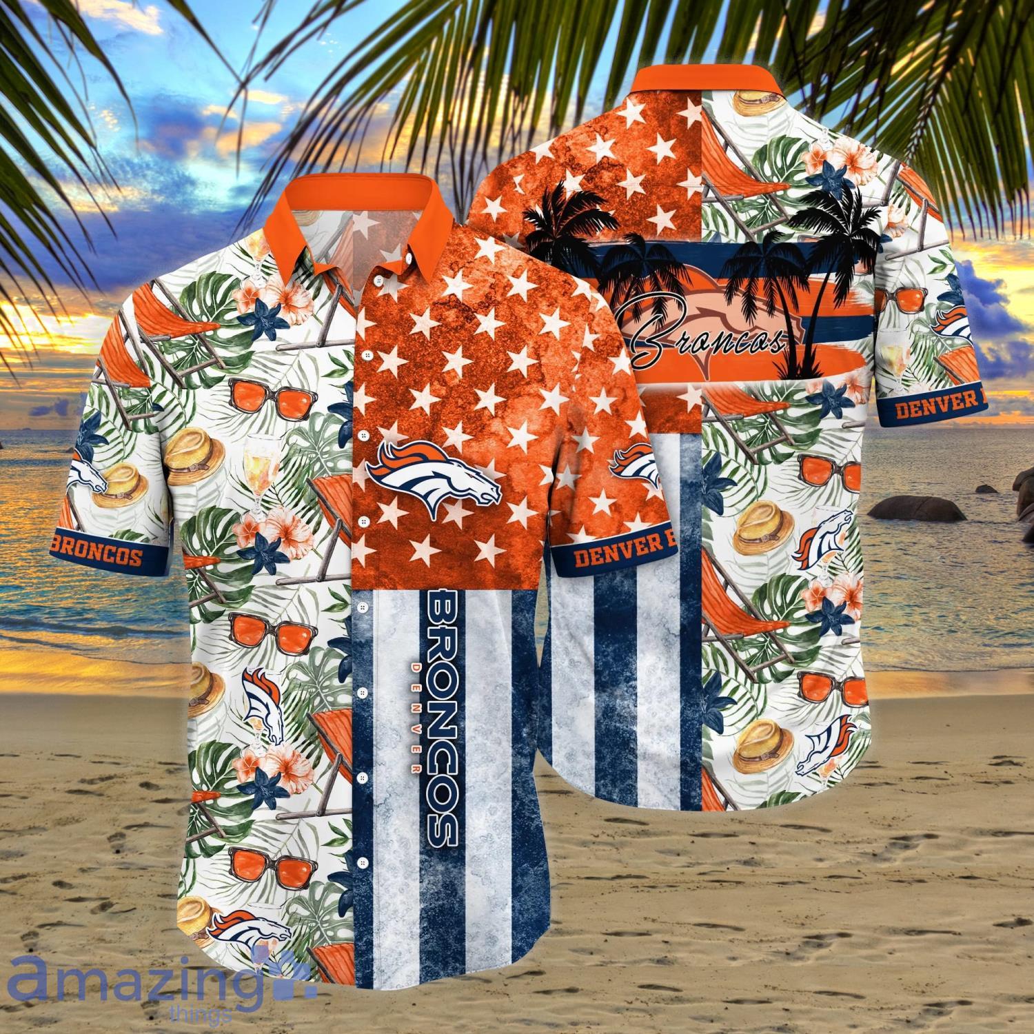 Denver Broncos NFL Flower Funny Summer Beach Pattern Aloha