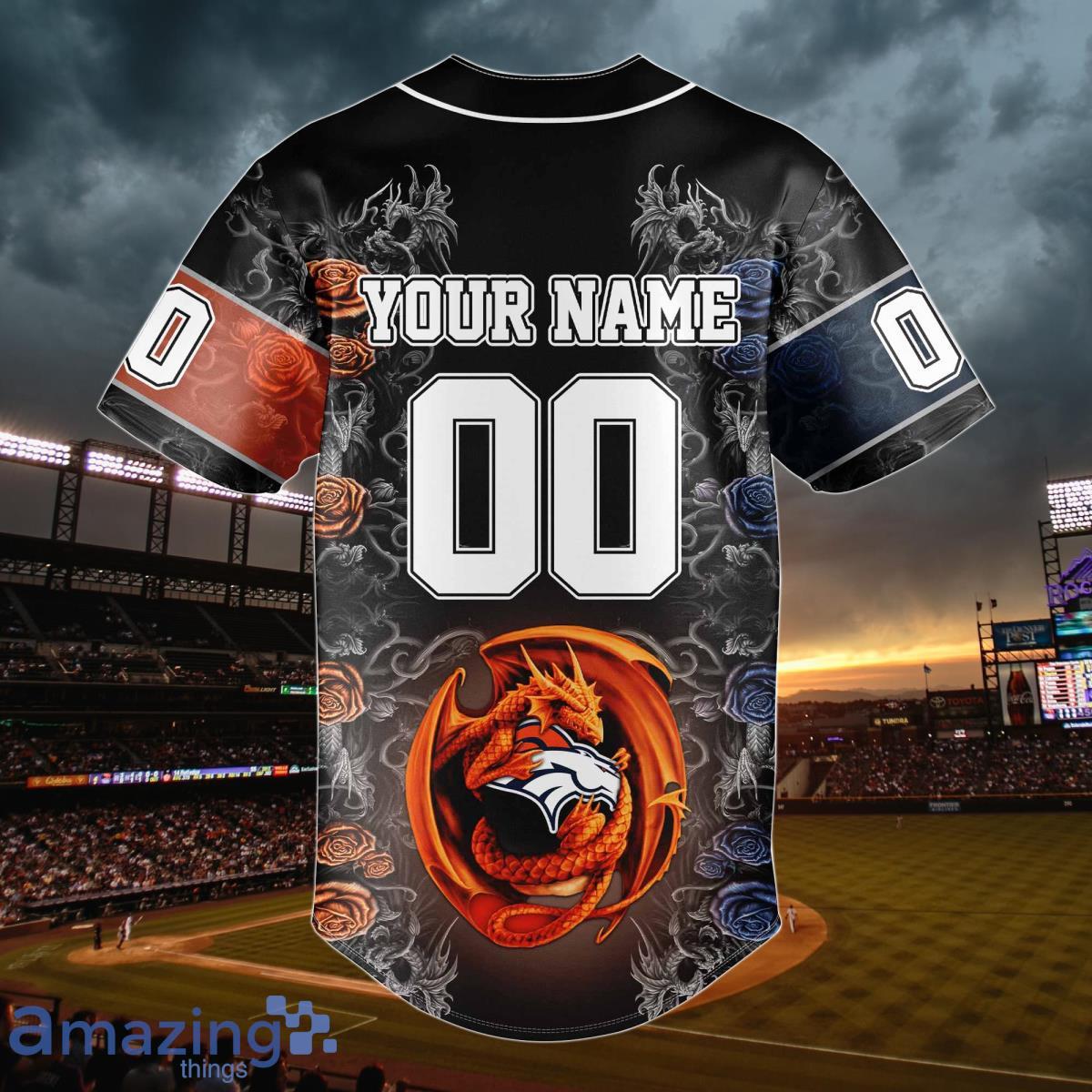 Denver Broncos Personalized Name And Number NFL 3D Baseball Jersey Shirt  For Fans
