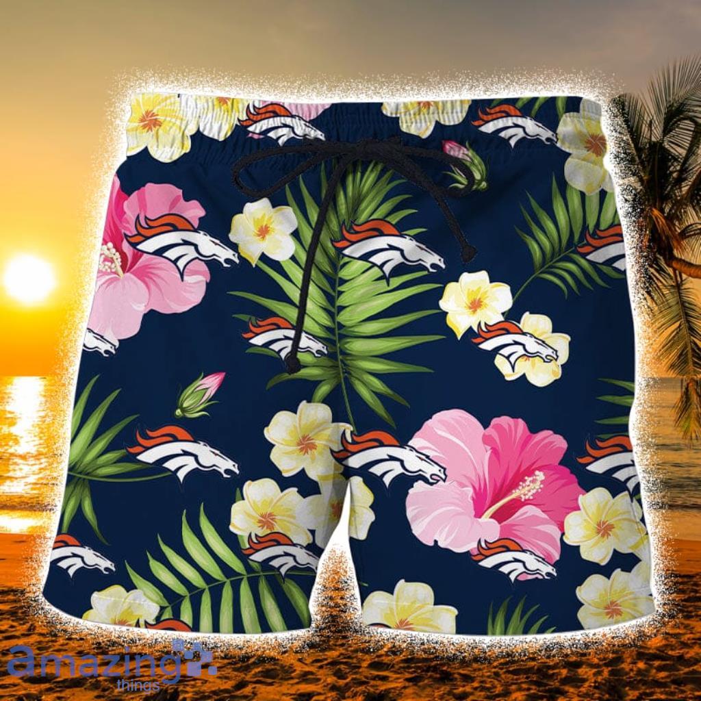 Denver Broncos Summer Tropical Floral Hawaiian Shorts Gift For Fans