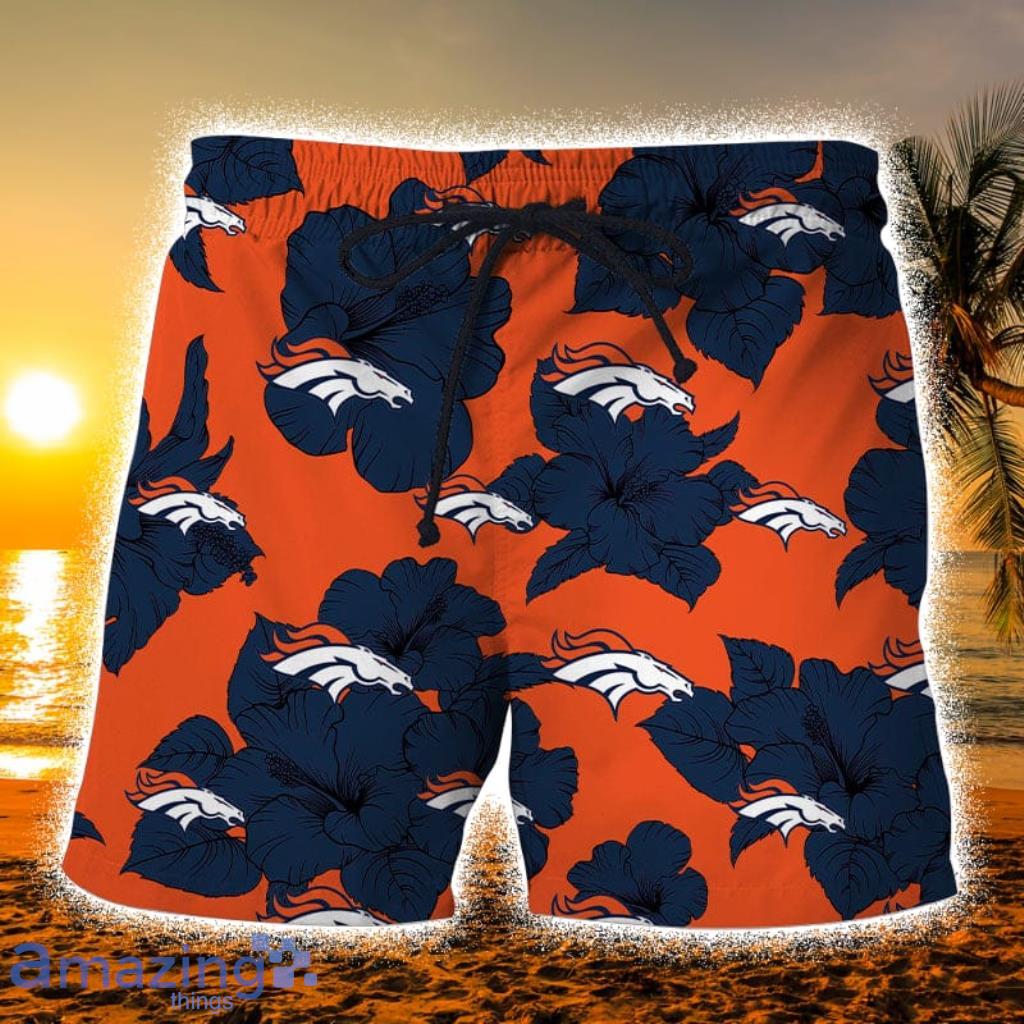 Denver Broncos Tropical Floral Aloha Hawaiian Shorts Gift For Fans