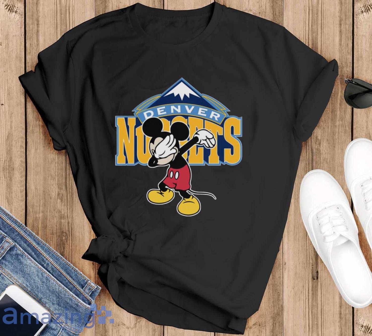 Denver Nuggets NBA Basketball Dabbing Mickey Disney Sports T Shirt For Men And Women - Black T-Shirt