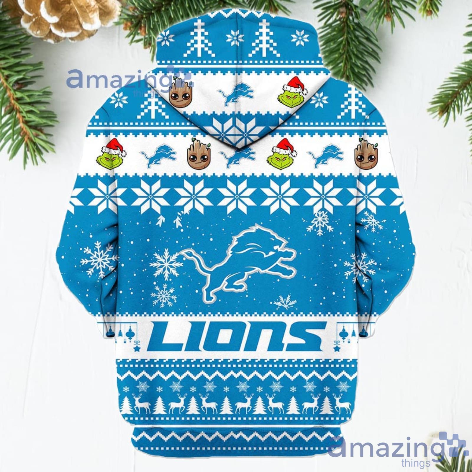 Detroit Lions Christmas Jumper Graphic Crew Sweatshirt - Mens