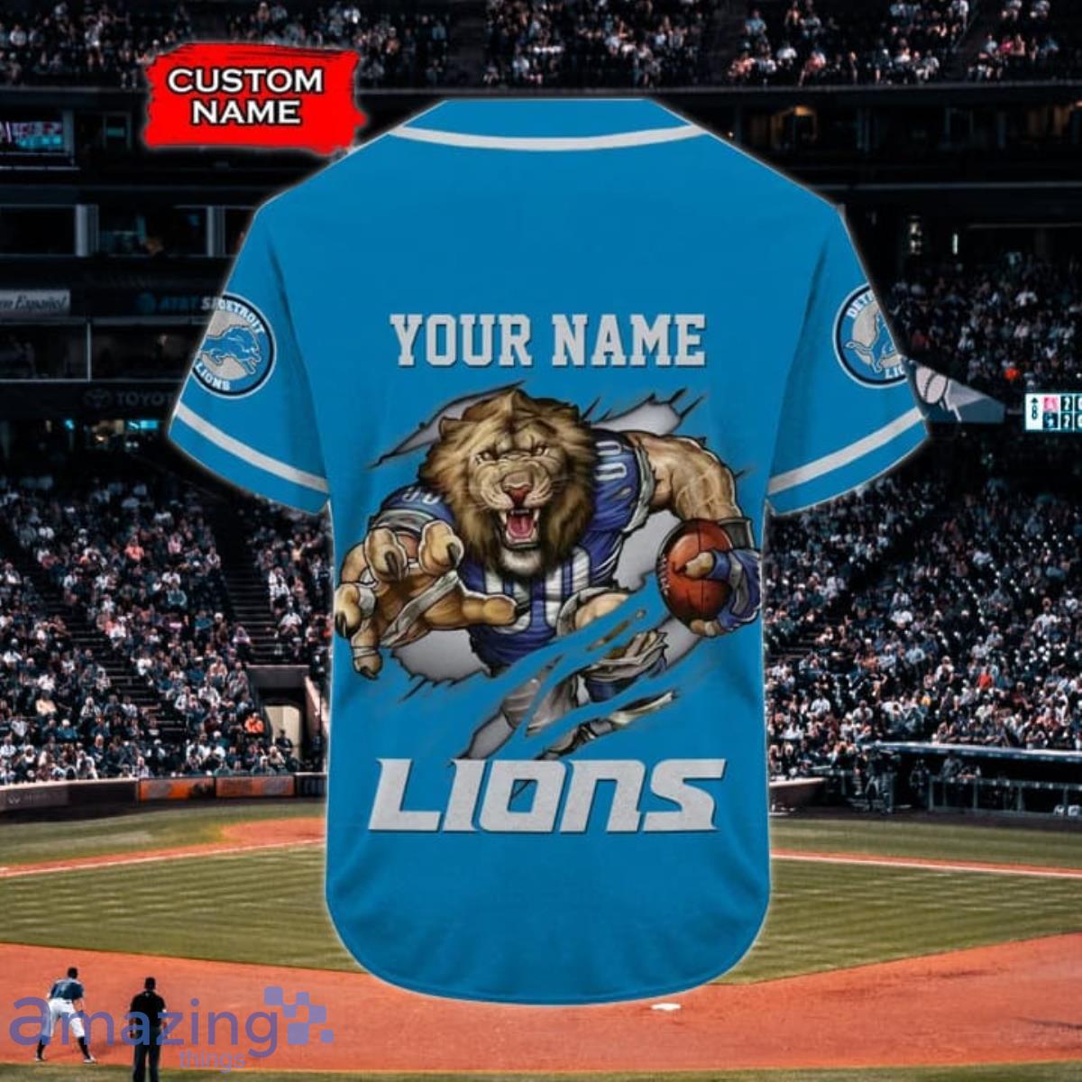 Detroit Lions Custom Name Baseball Jersey NFL Shirt Best Gift For Fans