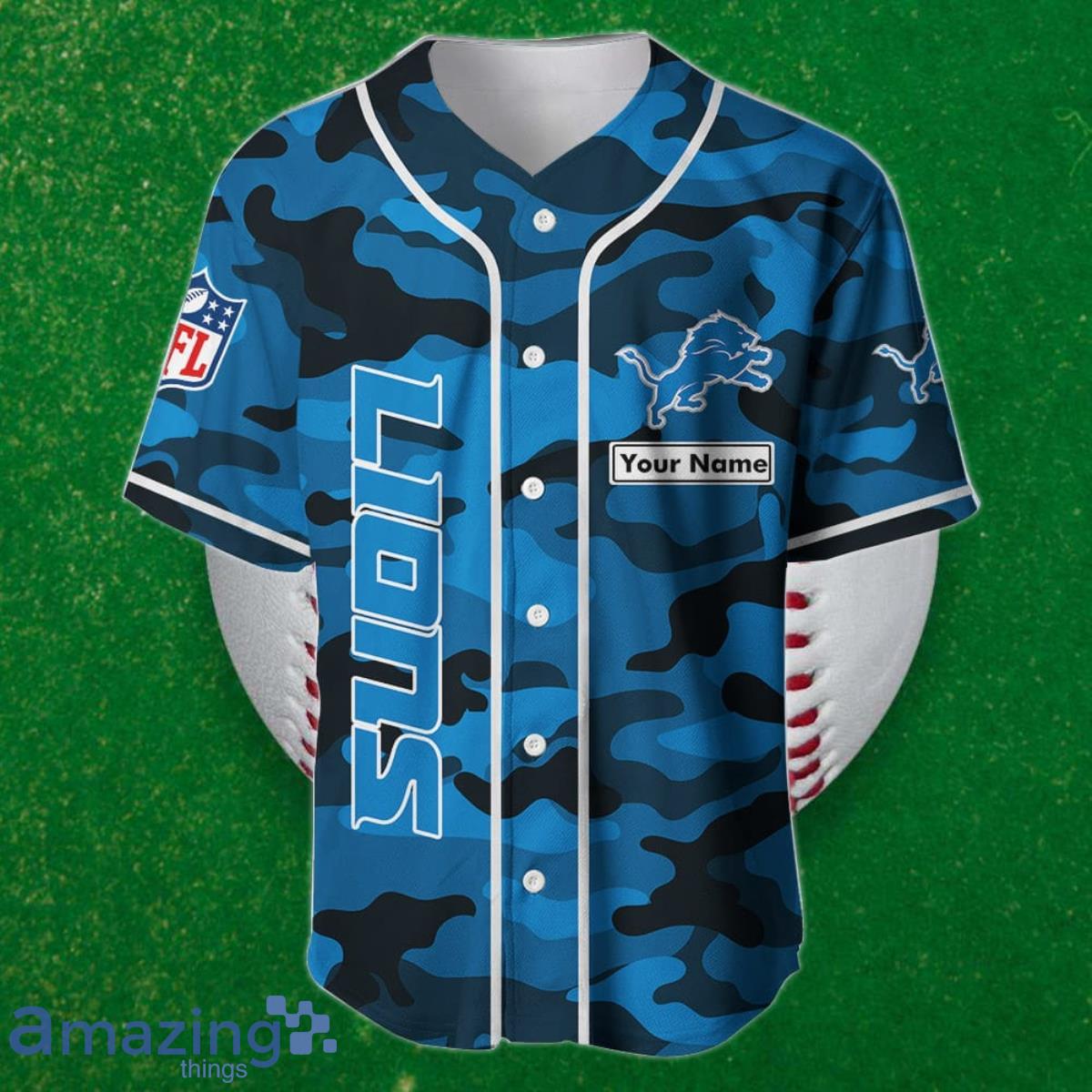 Detroit Lions Custom Name Baseball Jersey NFL Shirt Best Gift For Fans