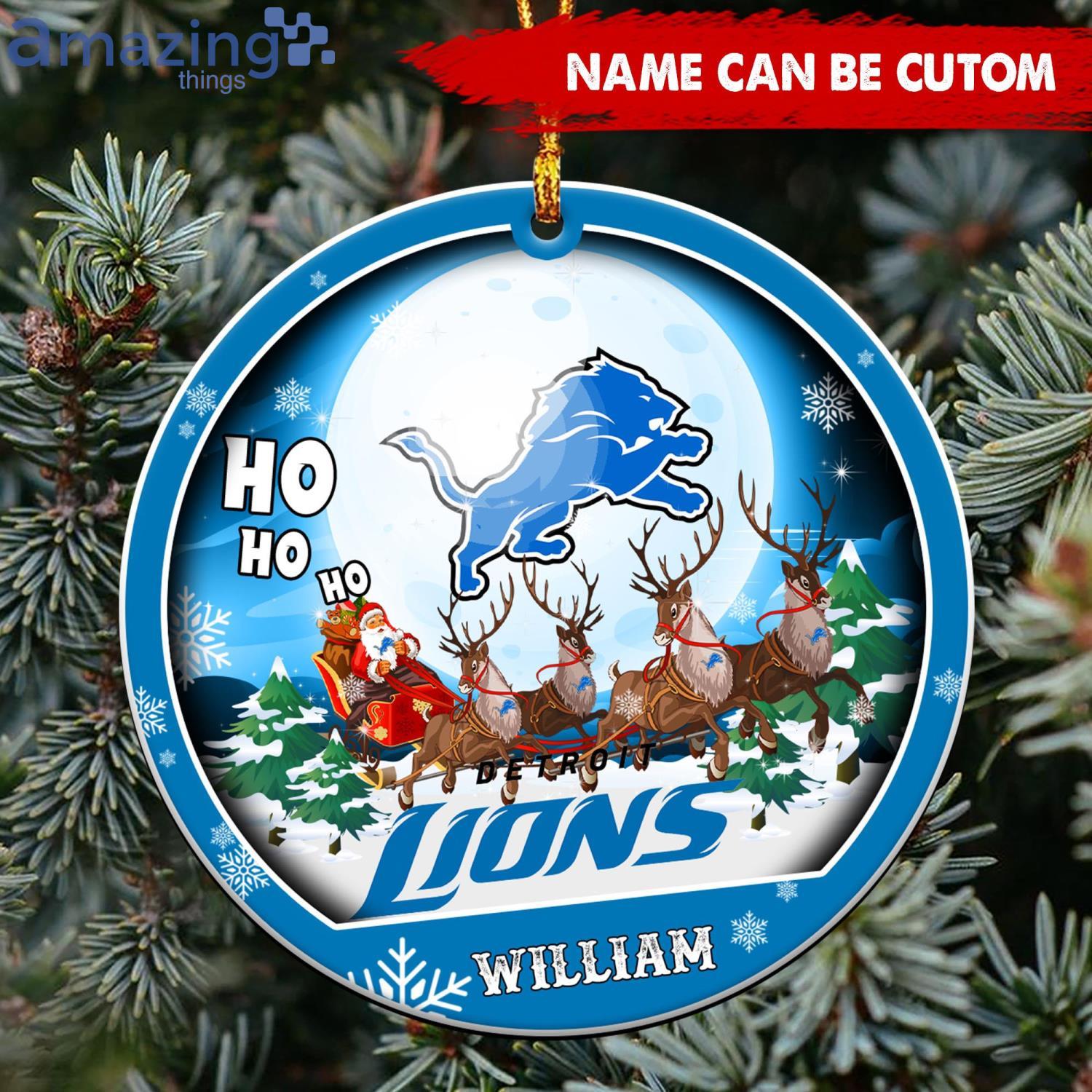 Detroit Lions Christmas Merry Christmas Circle Ornament