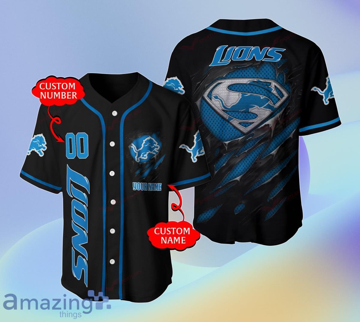 Men's Nike Blue Detroit Lions Custom Game Jersey