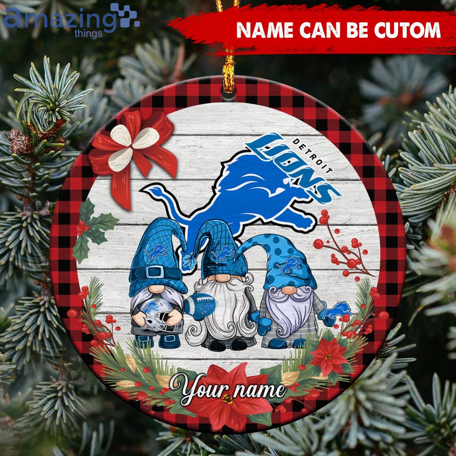 Detroit Lions NFL Cute Gnome Christmas Ornament Custom Name