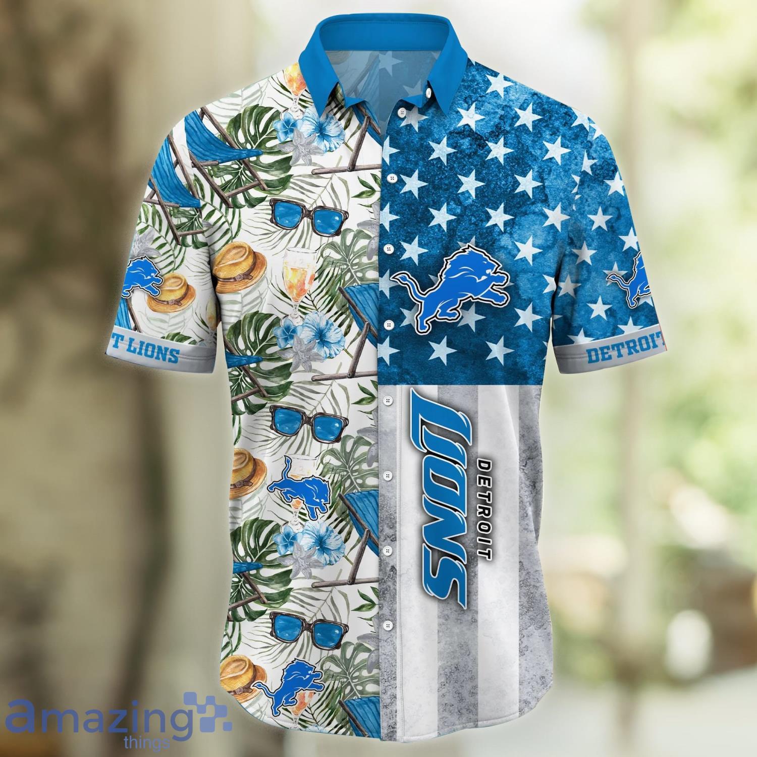 Detroit Lions NFL Flower Funny Summer Beach Pattern Aloha Hawaiian Shirt