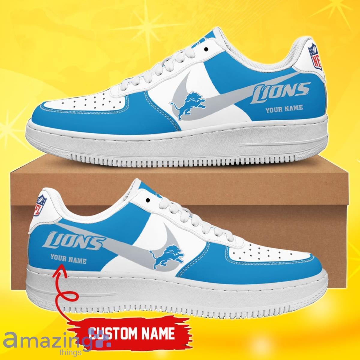 Lions Air Force One Custom Shoes. Detroit. Football. Mens 