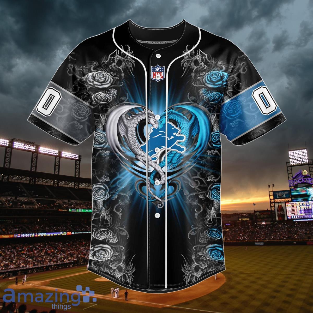 Detroit Lions Custom Name Baseball Jersey NFL Shirt Best Gift For Fans