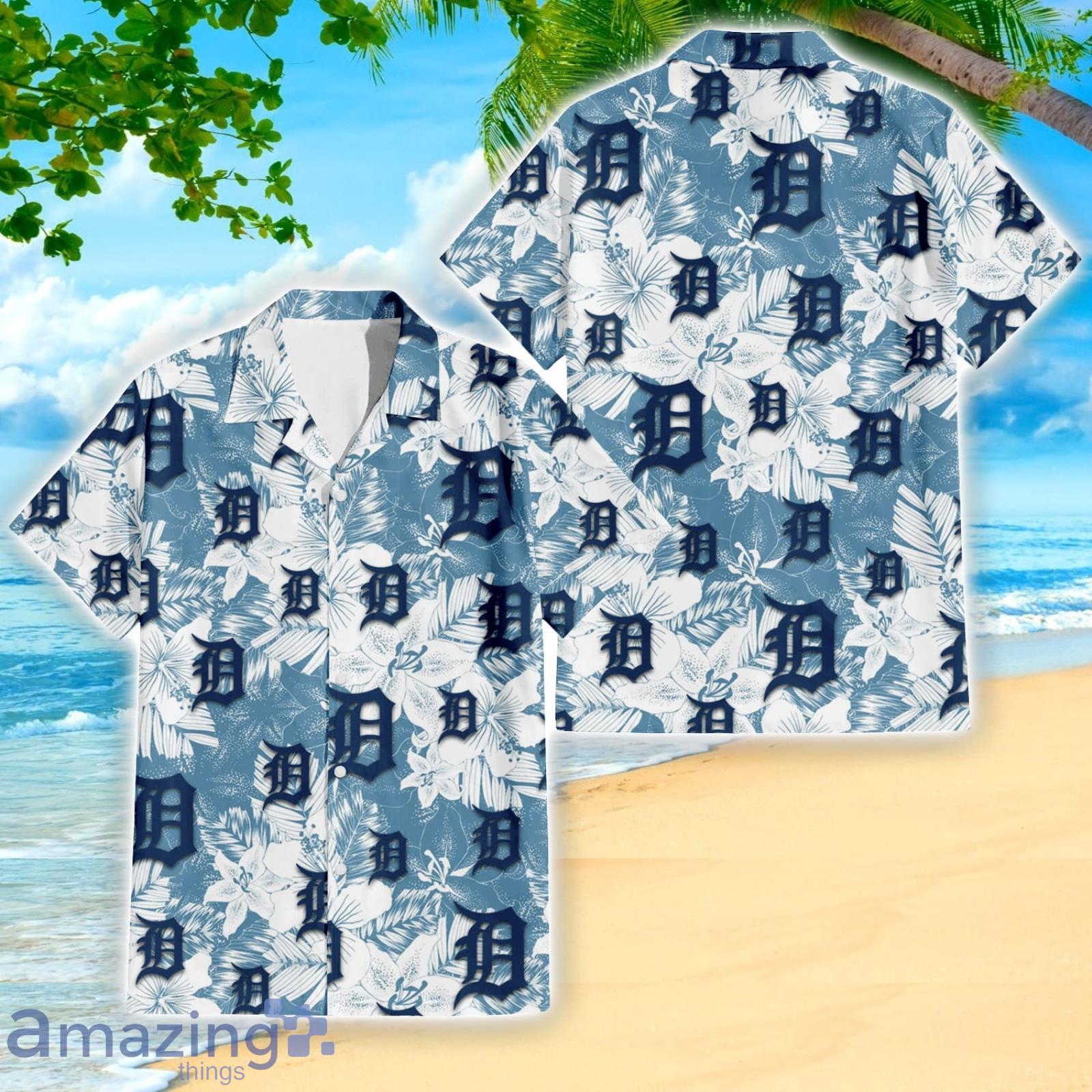 Detroit Tigers Hawaiian shirt Cute Flower Short Sleeve - 89 Sport shop