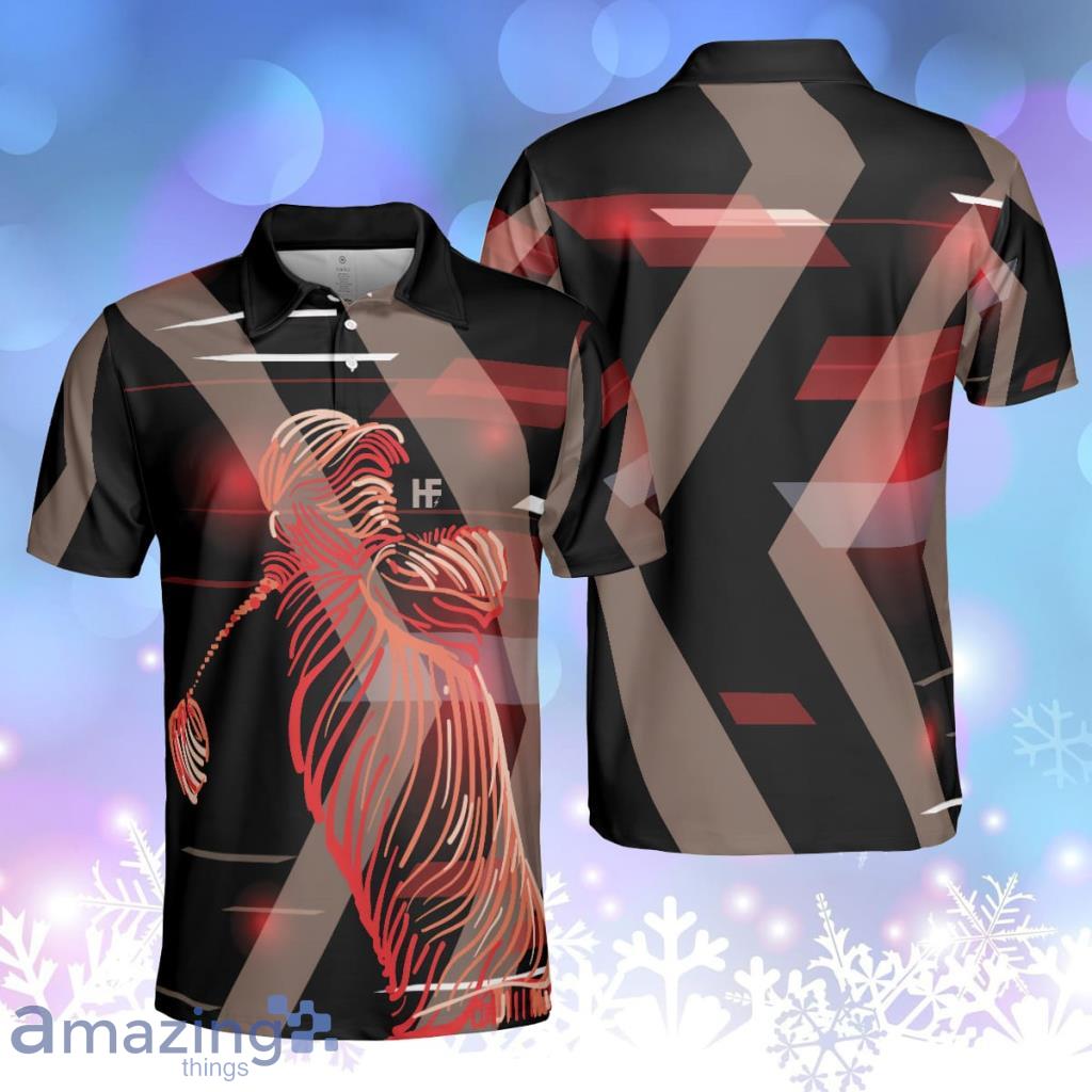 Digital Golf Style Polo Shirt, Black And Red Golfer For Men Product Photo 1