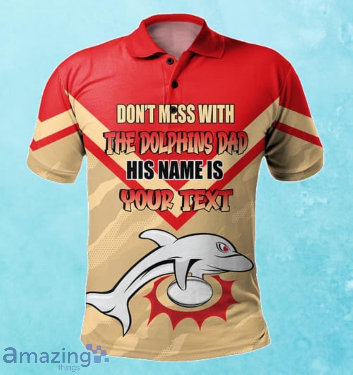 Dolphins Custom Name Father's Day NRL Custom Polo Shirt Best Gift For Fans