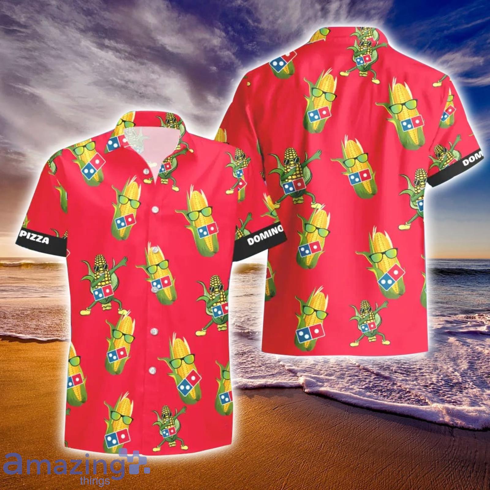 Domino's Pizza Funy Corn Aloha Hawaiian Shirt And Shorts Summer Gift image Domino's Pizza Funy Corn Aloha Hawaiian Shirt And Shorts Summer Gift Product Photo 1